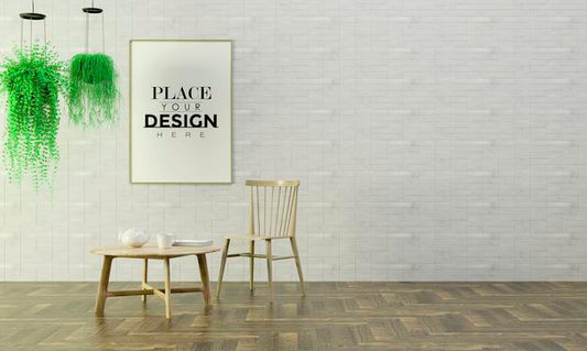 Free Poster Frame In Living Room Psd Mockup Psd