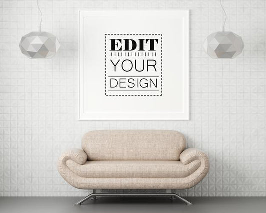 Free Poster Frame In Living Room Psd Mockup Psd