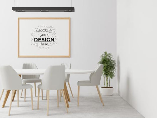 Free Poster Frame In Living Room Psd Mockup Psd