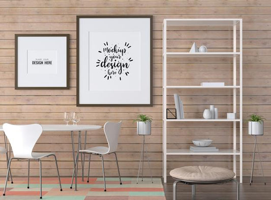 Free Poster Frame In Living Room Psd Mockup Psd