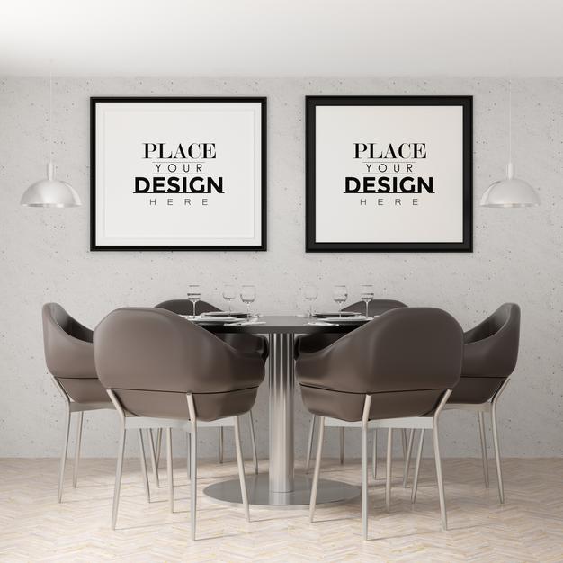 Free Poster Frame In Living Room Psd Mockup Psd