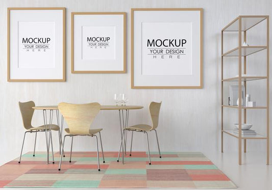 Free Poster Frame In Living Room Psd Mockup Psd