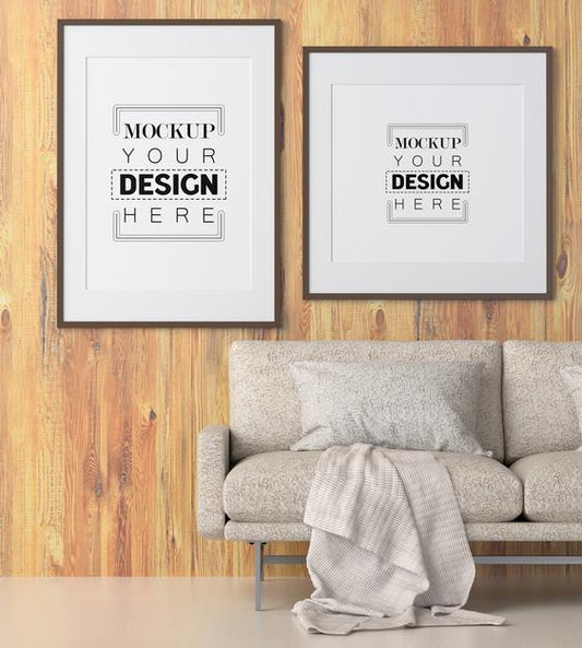 Free Poster Frame In Living Room Psd Mockup Psd