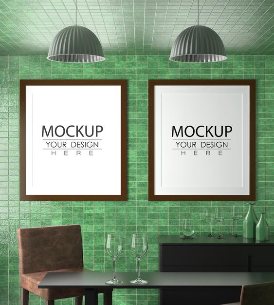 Free Poster Frame In Living Room Psd Mockup Psd