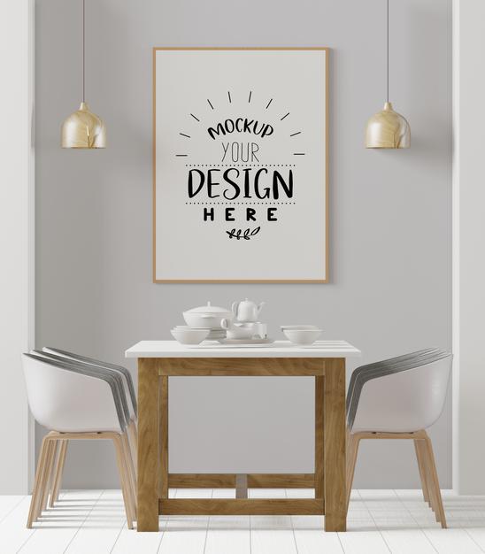 Free Poster Frame In Living Room Psd Mockup Psd