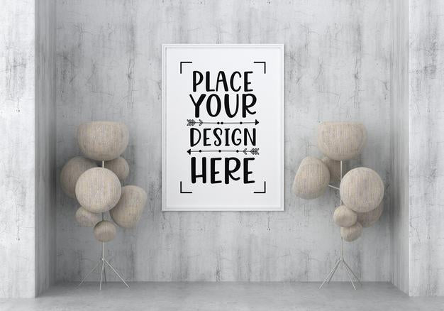 Free Poster Frame In Living Room Psd Mockup Psd