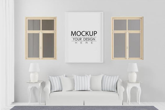 Free Poster Frame In Living Room Psd Mockup Psd