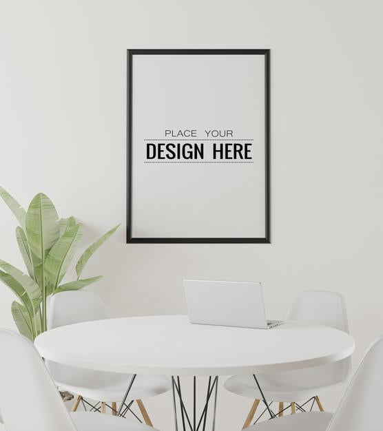 Free Poster Frame In Living Room Psd Mockup Psd