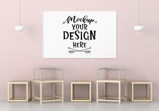 Free Poster Frame In Living Room Psd Mockup Psd