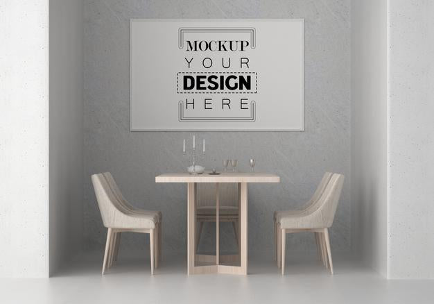 Free Poster Frame In Living Room Psd Mockup Psd