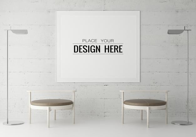 Free Poster Frame In Living Room Psd Mockup Psd