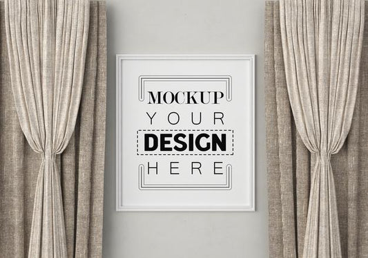 Free Poster Frame In Living Room Psd Mockup Psd