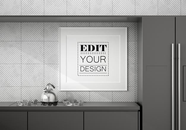 Free Poster Frame In Living Room Psd Mockup Psd