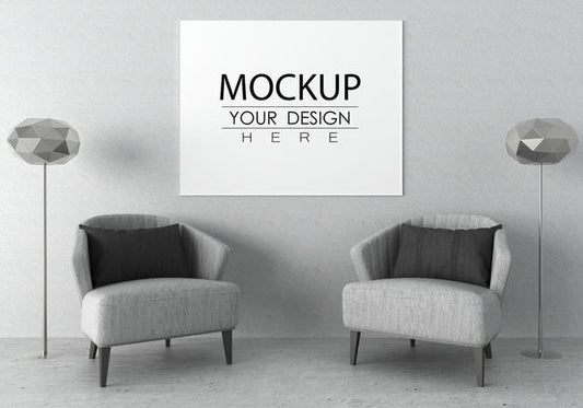 Free Poster Frame In Living Room Psd Mockup Psd