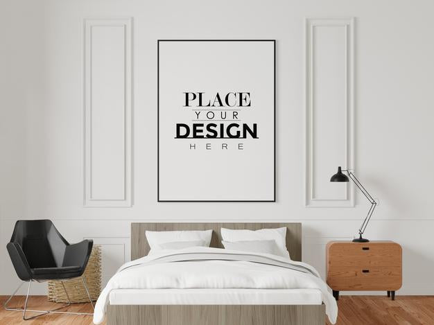 Free Poster Frame In Living Room Psd Mockup Psd