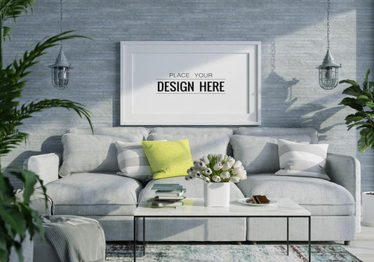 Free Poster Frame In Living Room Psd Mockup Psd