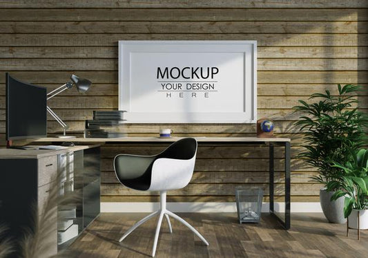 Free Poster Frame In Living Room Psd Mockup Psd