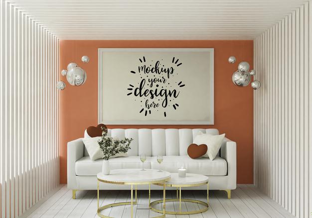 Free Poster Frame In Living Room Psd