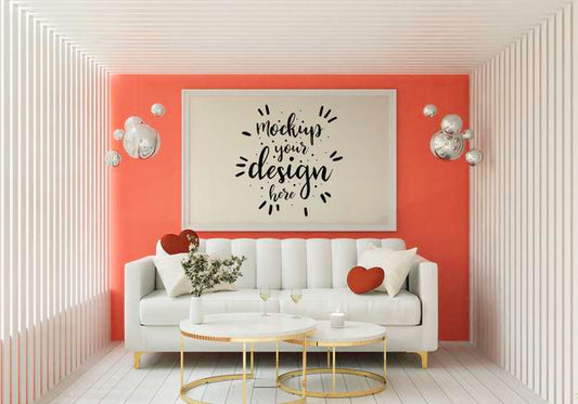 Free Poster Frame In Living Room Psd