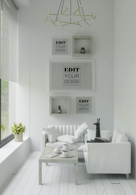 Free Poster Frame In Living Room Psd