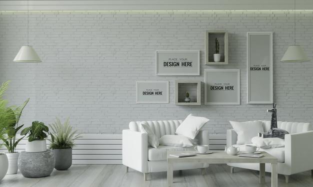 Free Poster Frame In Living Room Psd