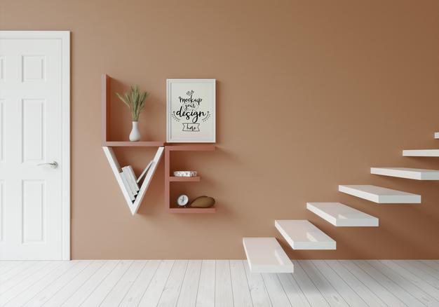 Free Poster Frame In Living Room Psd