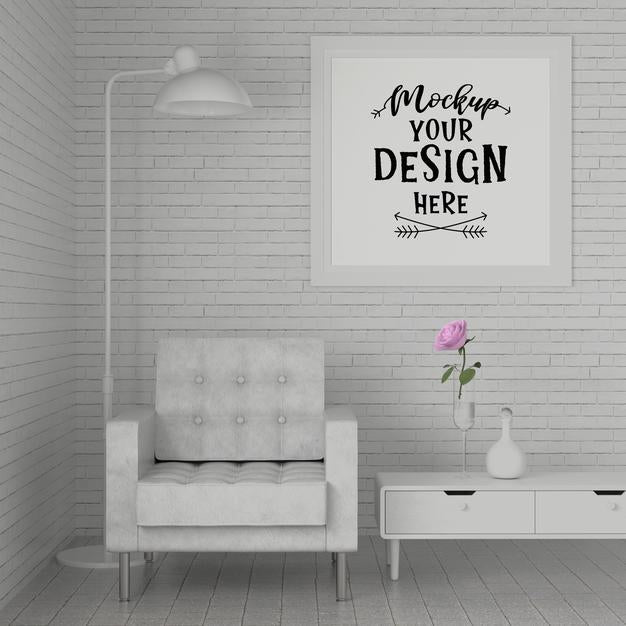 Free Poster Frame In Living Room Psd