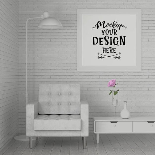 Free Poster Frame In Living Room Psd