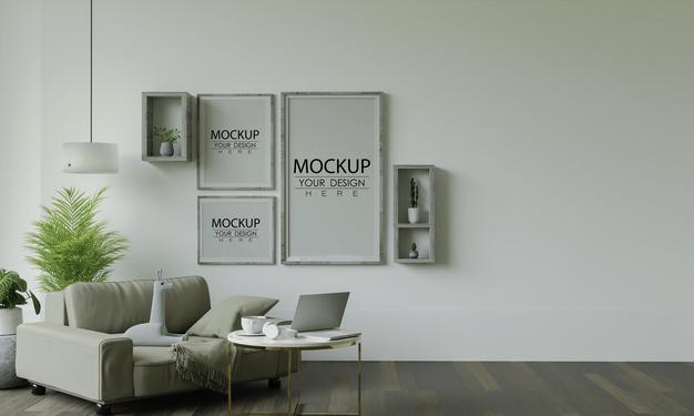 Free Poster Frame In Living Room Psd