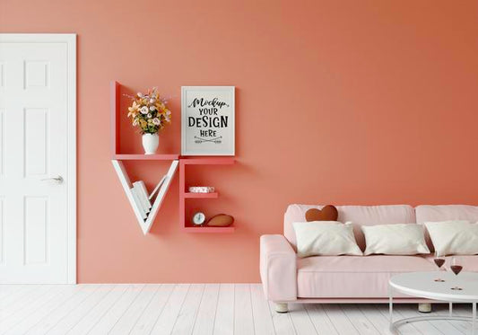 Free Poster Frame In Living Room Psd