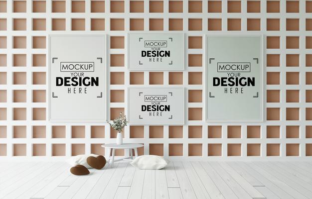 Free Poster Frame In Living Room Psd