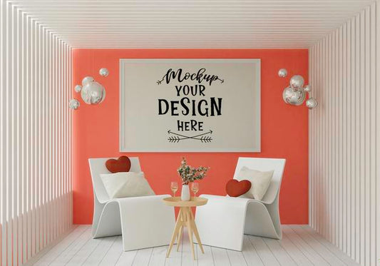 Free Poster Frame In Living Room Psd