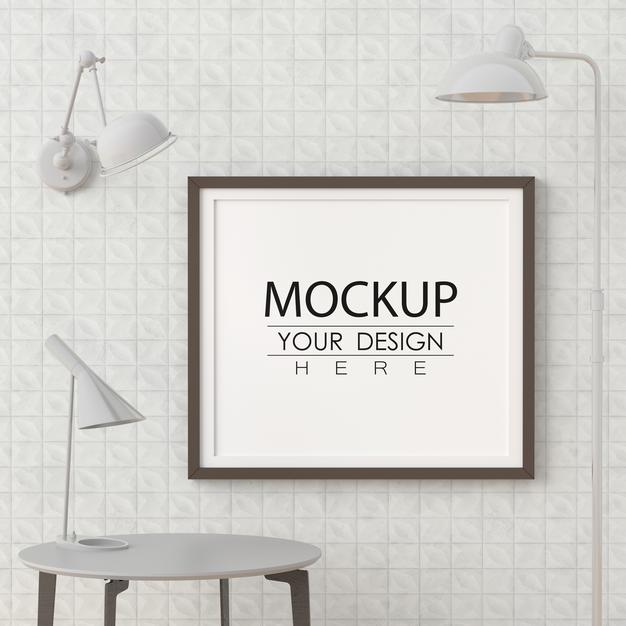 Free Poster Frame In Living Room Psd