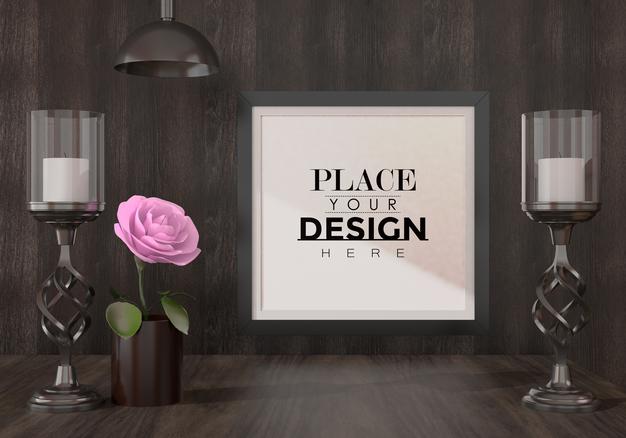 Free Poster Frame In Living Room Psd