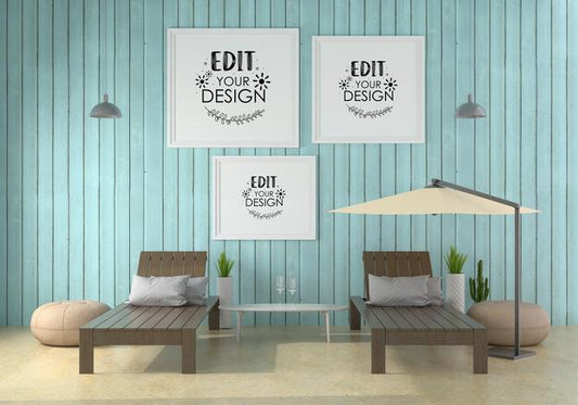 Free Poster Frame In Living Room Psd