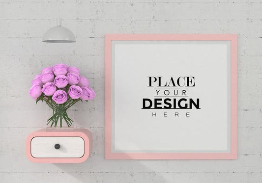 Free Poster Frame In Living Room Psd