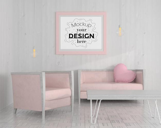 Free Poster Frame In Living Room Psd