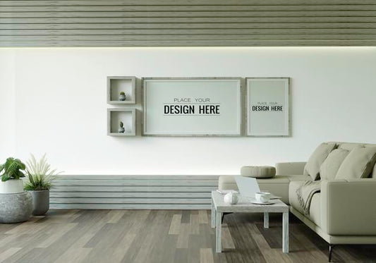 Free Poster Frame In Living Room Psd