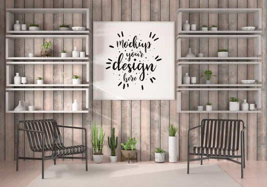 Free Poster Frame In Living Room Psd