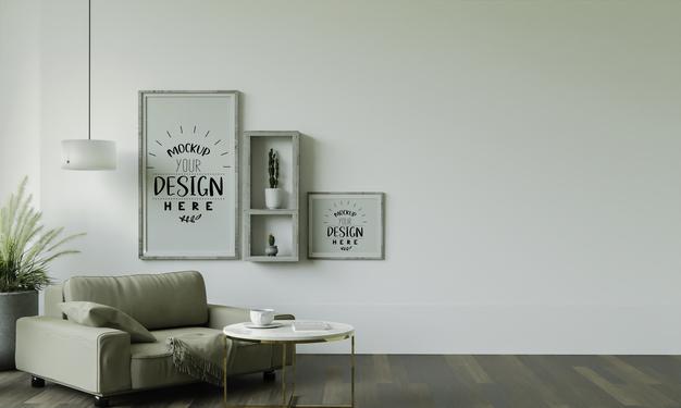 Free Poster Frame In Living Room Psd