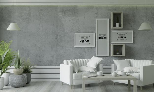 Free Poster Frame In Living Room Psd