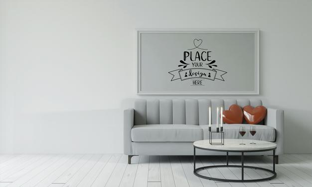 Free Poster Frame In Living Room Psd