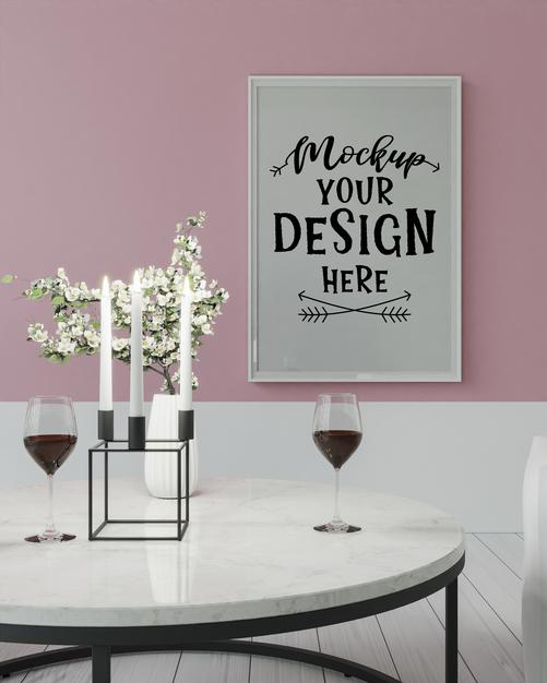 Free Poster Frame In Living Room Psd