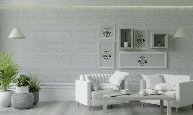 Free Poster Frame In Living Room Psd