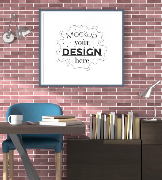 Free Poster Frame In Living Room Psd