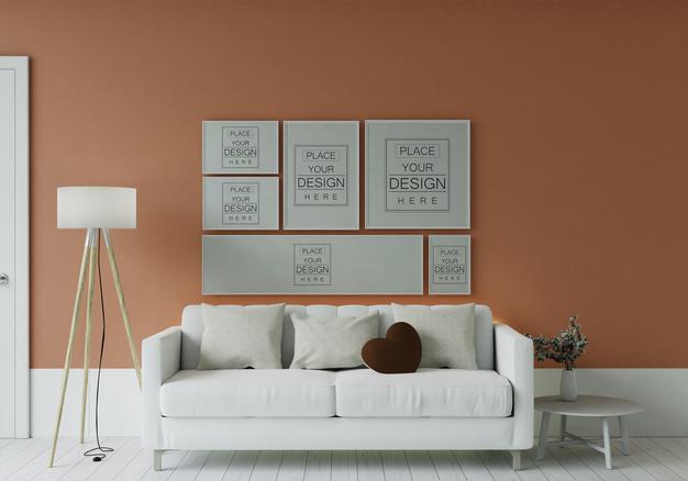 Free Poster Frame In Living Room Psd