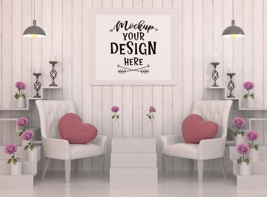 Free Poster Frame In Living Room Psd