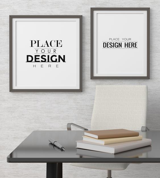 Free Poster Frame In Living Room Psd