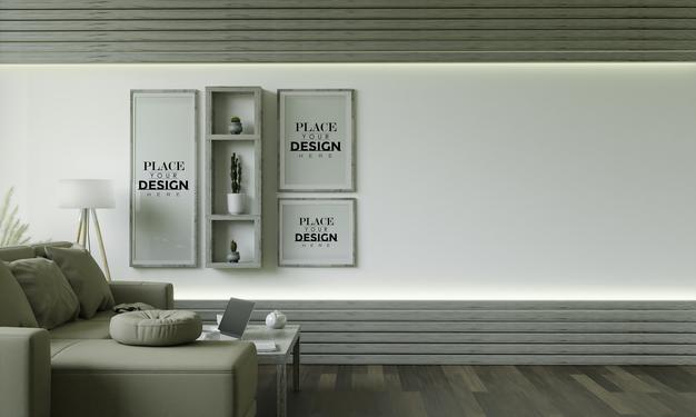 Free Poster Frame In Living Room Psd