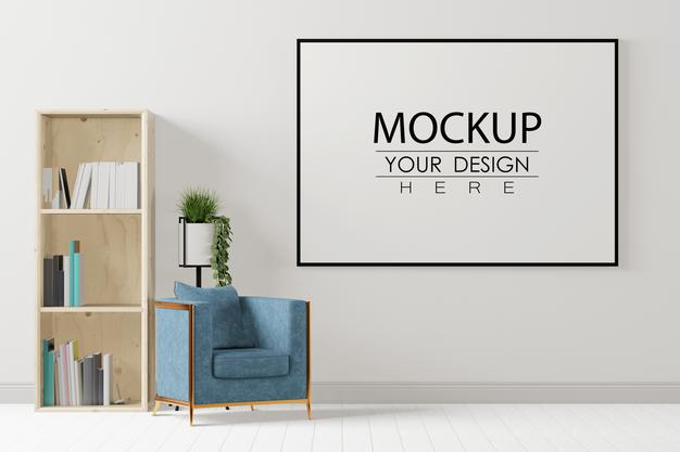 Free Poster Frame In Living Room Psd